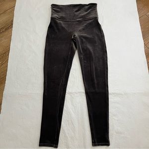 SPANX Grey High-Waisted Velvet Leggings